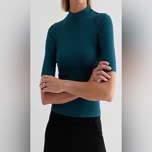Teal mock neck blouse (m)
